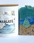 Margate christmas beach gift set includes handcrafted christmas on the beach soap bar, 5.5 ounces, margate candle, 12 ounces, scented with oakmoss and amber.