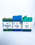 beach scented soaps, beach soap gift set, gift ideas, gift set, all natural handcrafted soap bars, beach, summer, wave, sea, ocean, soap designs, all natural ingredients, handmade, summer gift