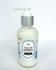 hand and body lotion scented in beach, 4 ounce glass bottles with pump dispenser