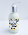 hand and body lotion, lemon scented, 4 ounces.