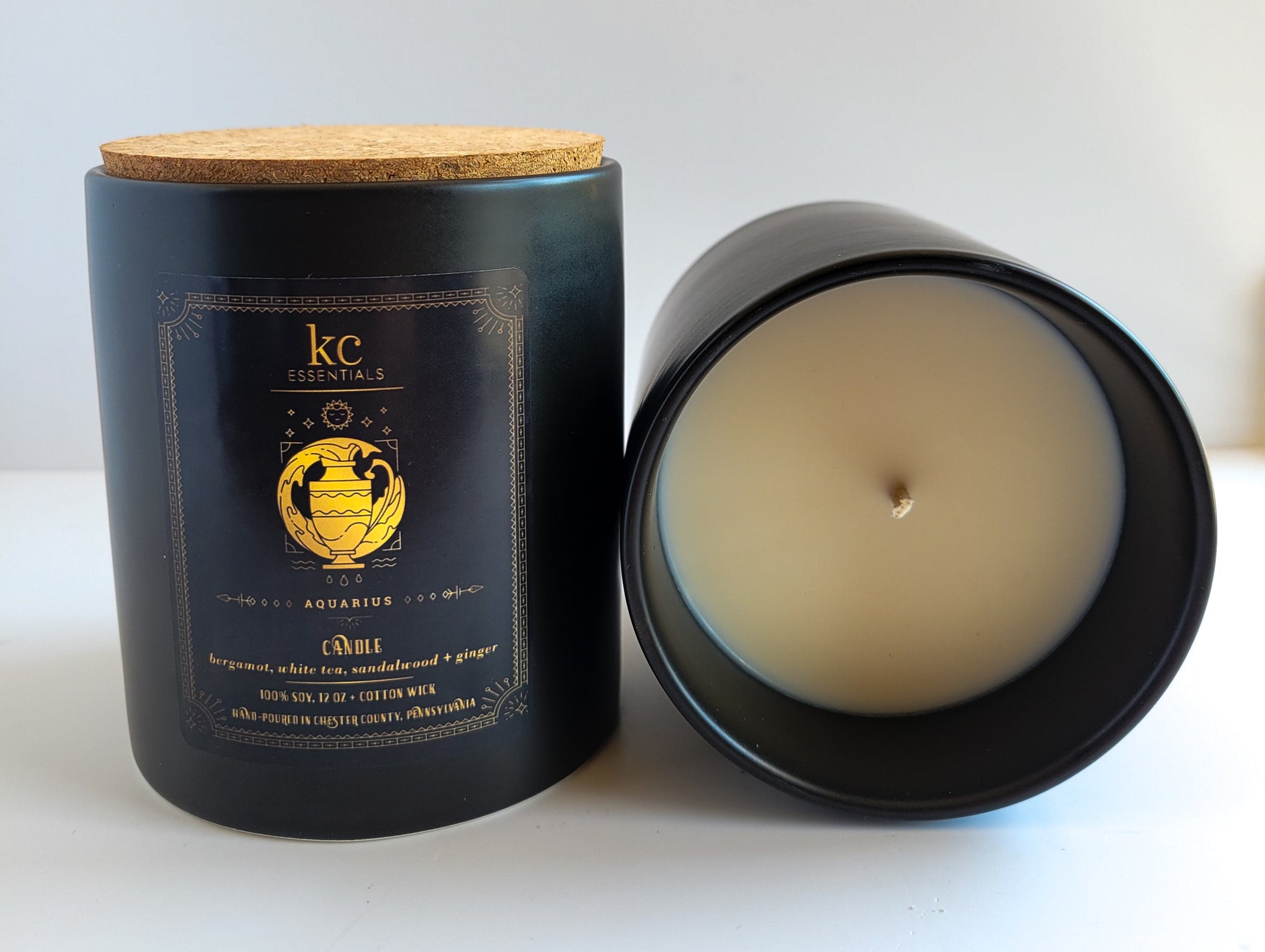 Aquarius candle, 100 percent soy wax candle, 12 ounces, zodiac sign candle.