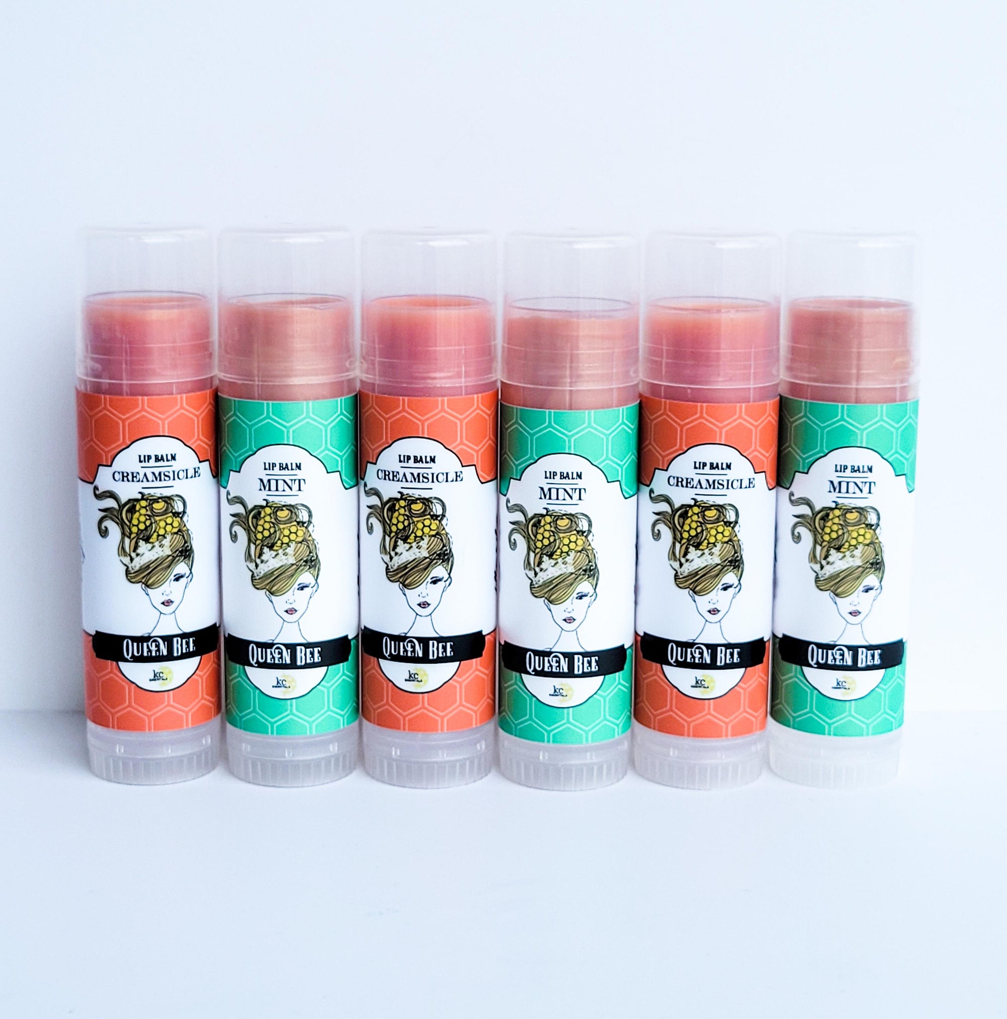 All Natural lip balm, mint flavored lip balm, creamsicle flavored lip balm