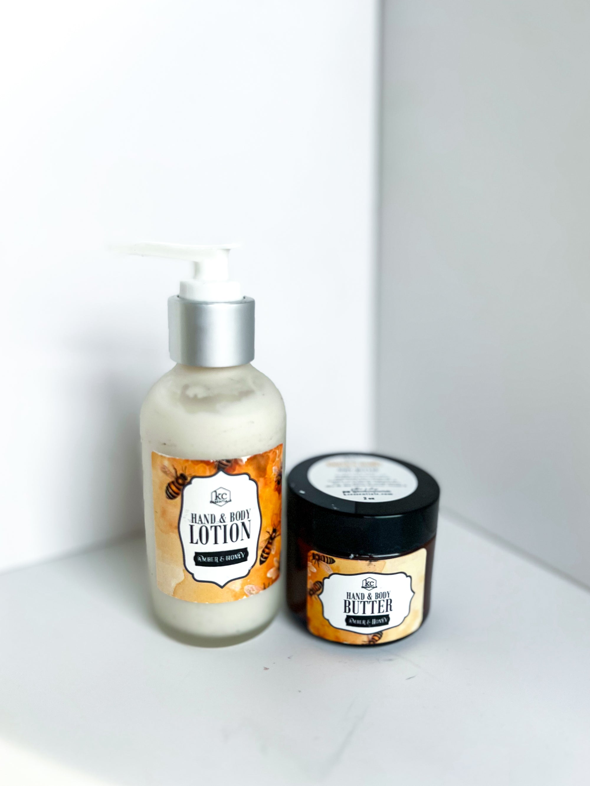 Amber and honey gift set includes hand and body lotion and butter.