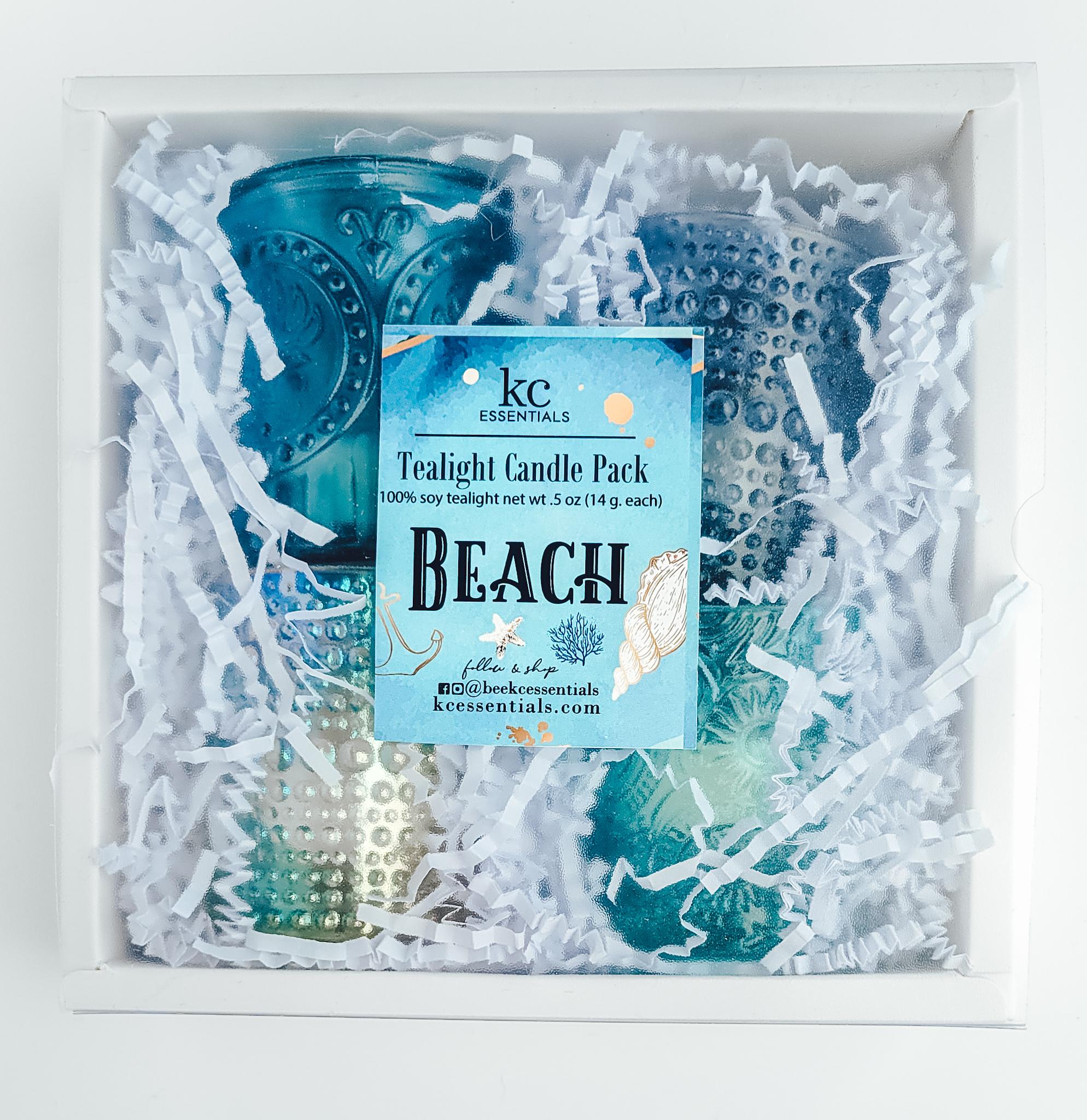 The Beach Tealight Candle Variety Pack is the best way to try many scents at once. Includes a variety of coastal scents.