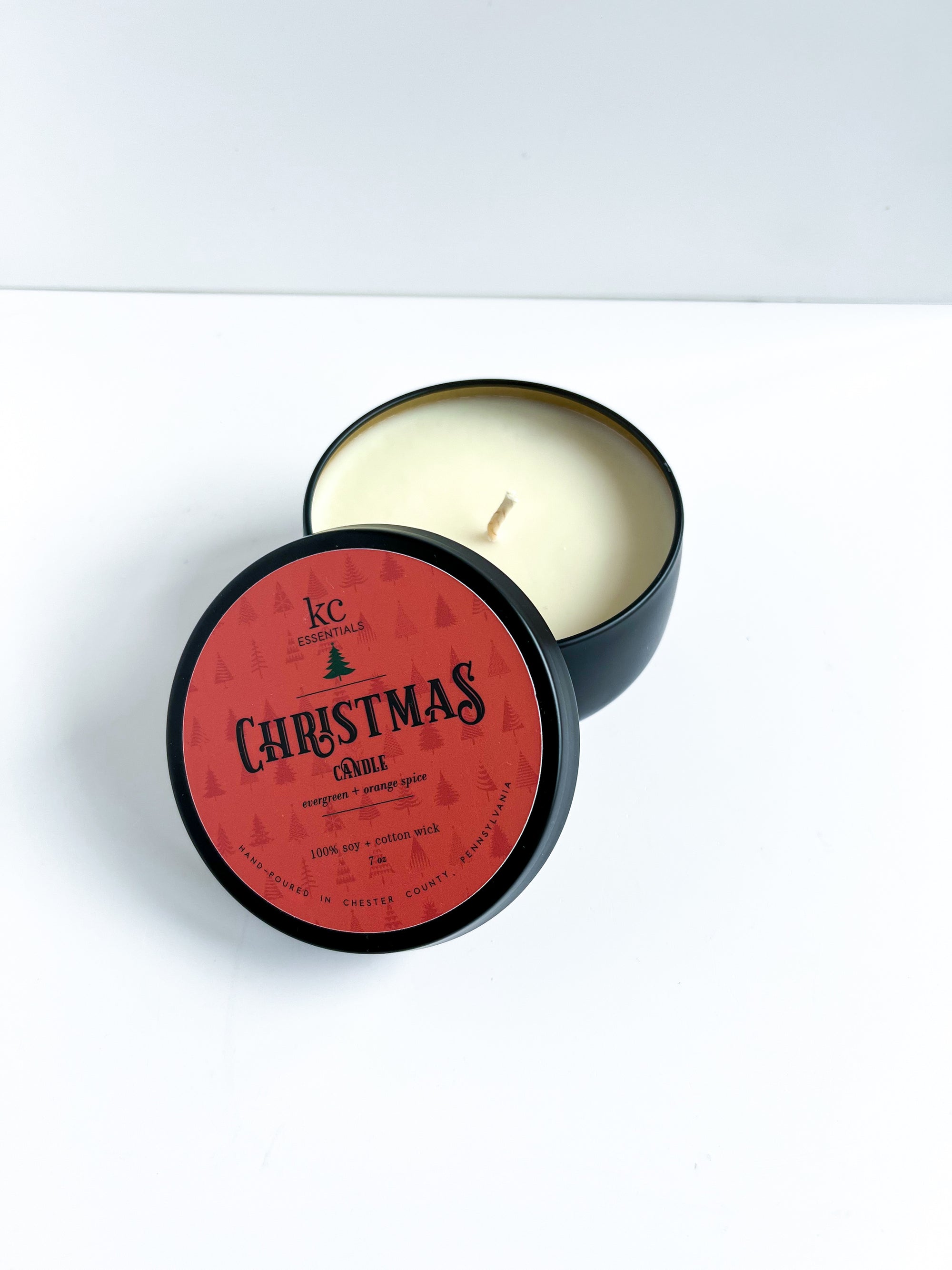 100 percent soy christmas candle, 7 ounces, cotton wick, christmas gift, holiday candle.