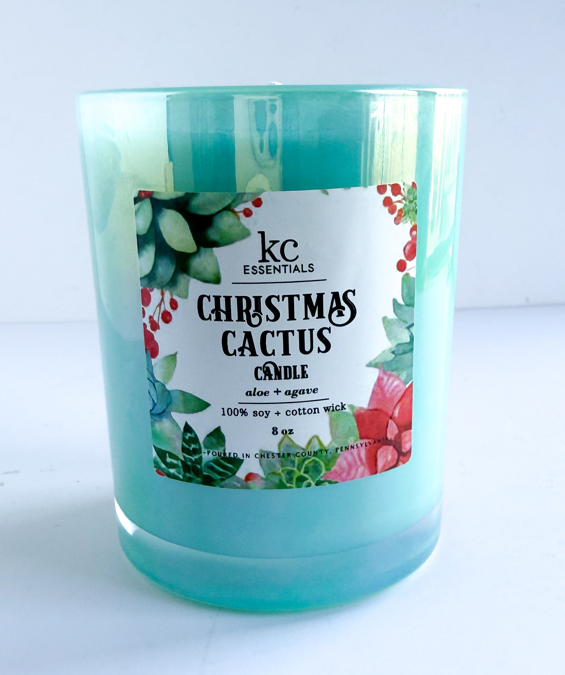 Christmas Cactus Candle, holiday luxury candle, 8 ounce 100% soy candle, christmas scented, winter
