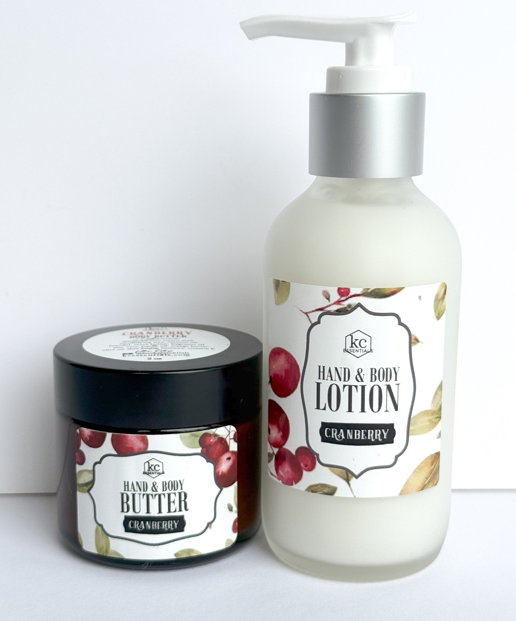 Cranberry woods lotion set, includes hand and body butter and lotion. Scented with cranberry.