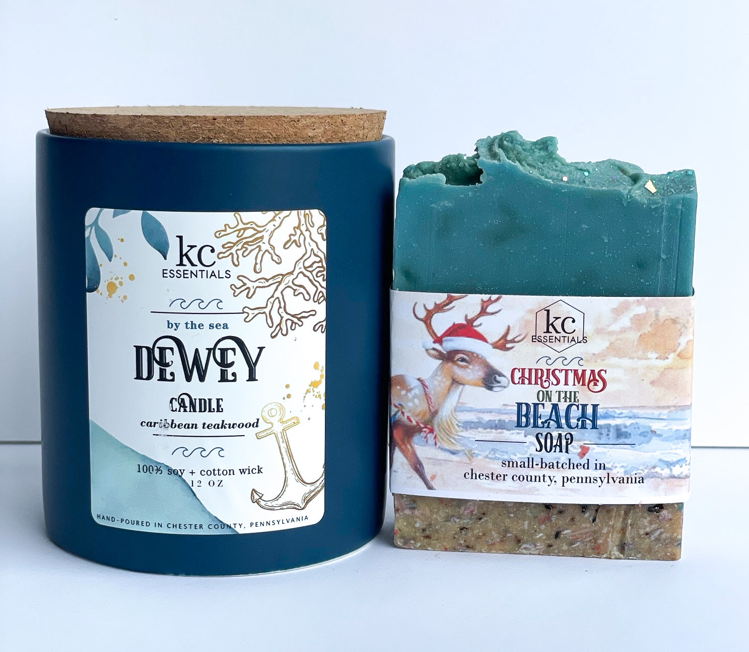 Includes christmas on the beach soap, 5.5 ounces, and Dewey Beach candle, scented with Caribbean teakwood, 12 ounces. 