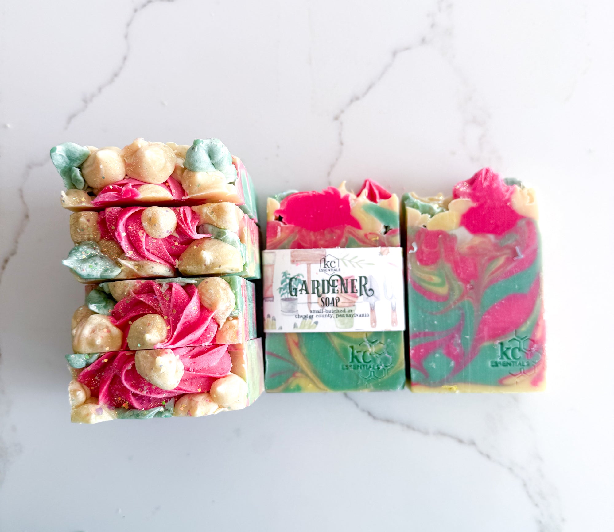 Gardener handcrafted soap bar, all natural, floral soap, 5.5 ounces.
