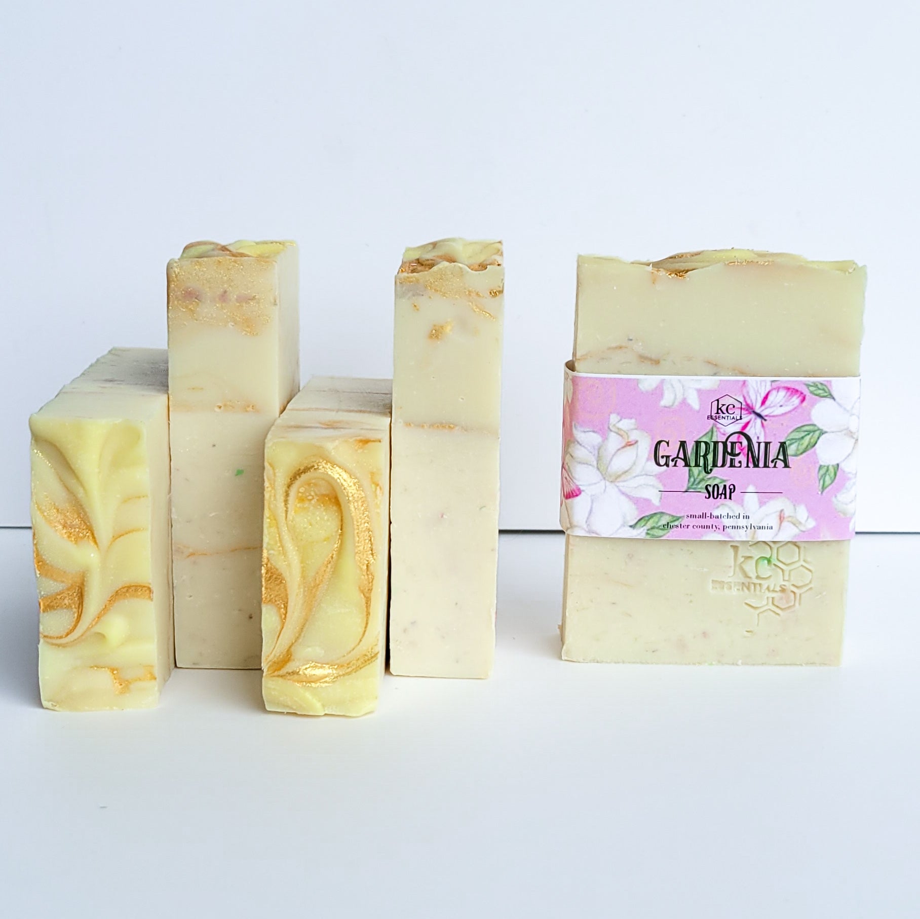 All-natural, handcrafted bar soap, gardenia bar soap, floral scented soap