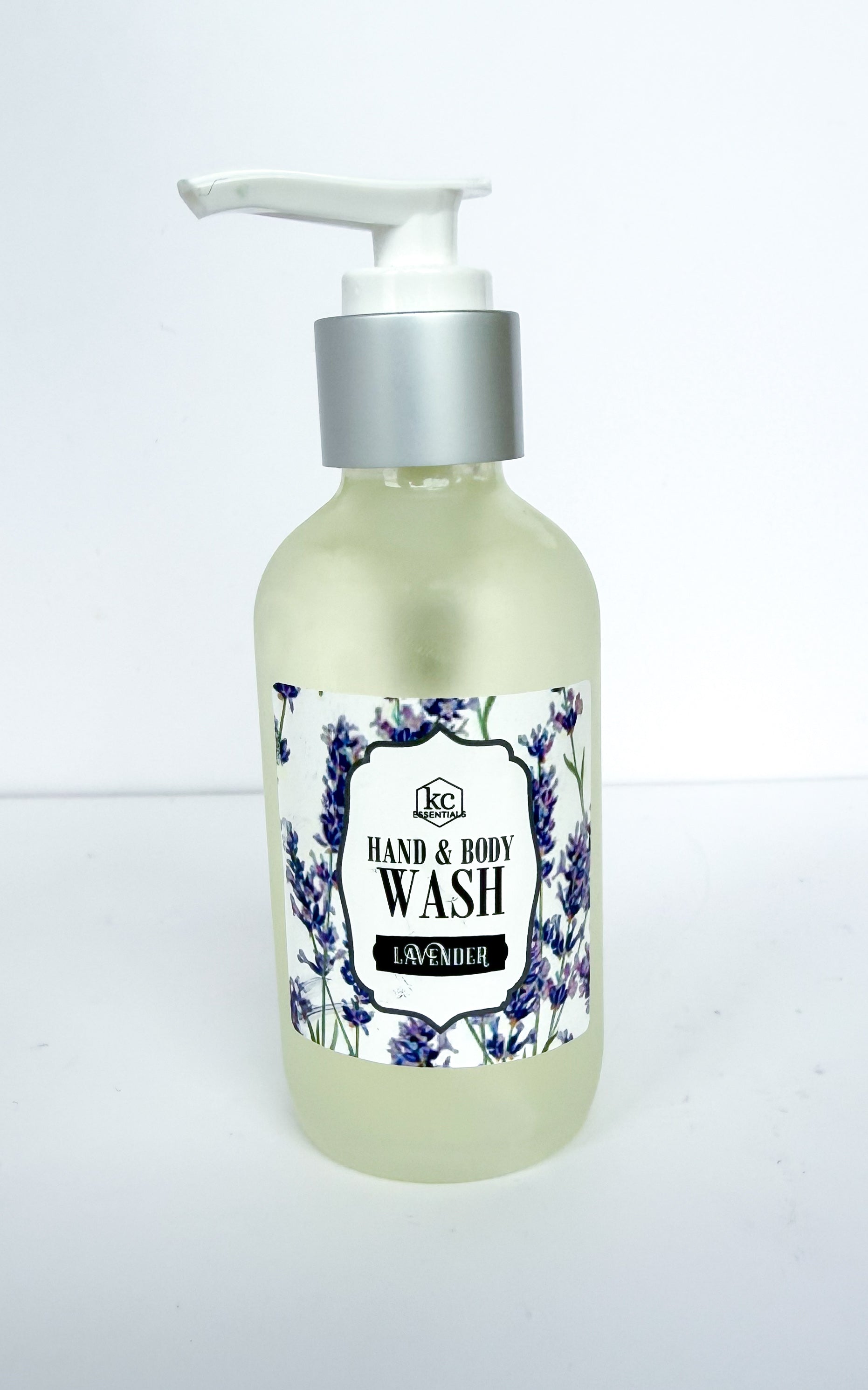 hand and body wash lavender scented, 4 ounce glass bottles with pump dispenser