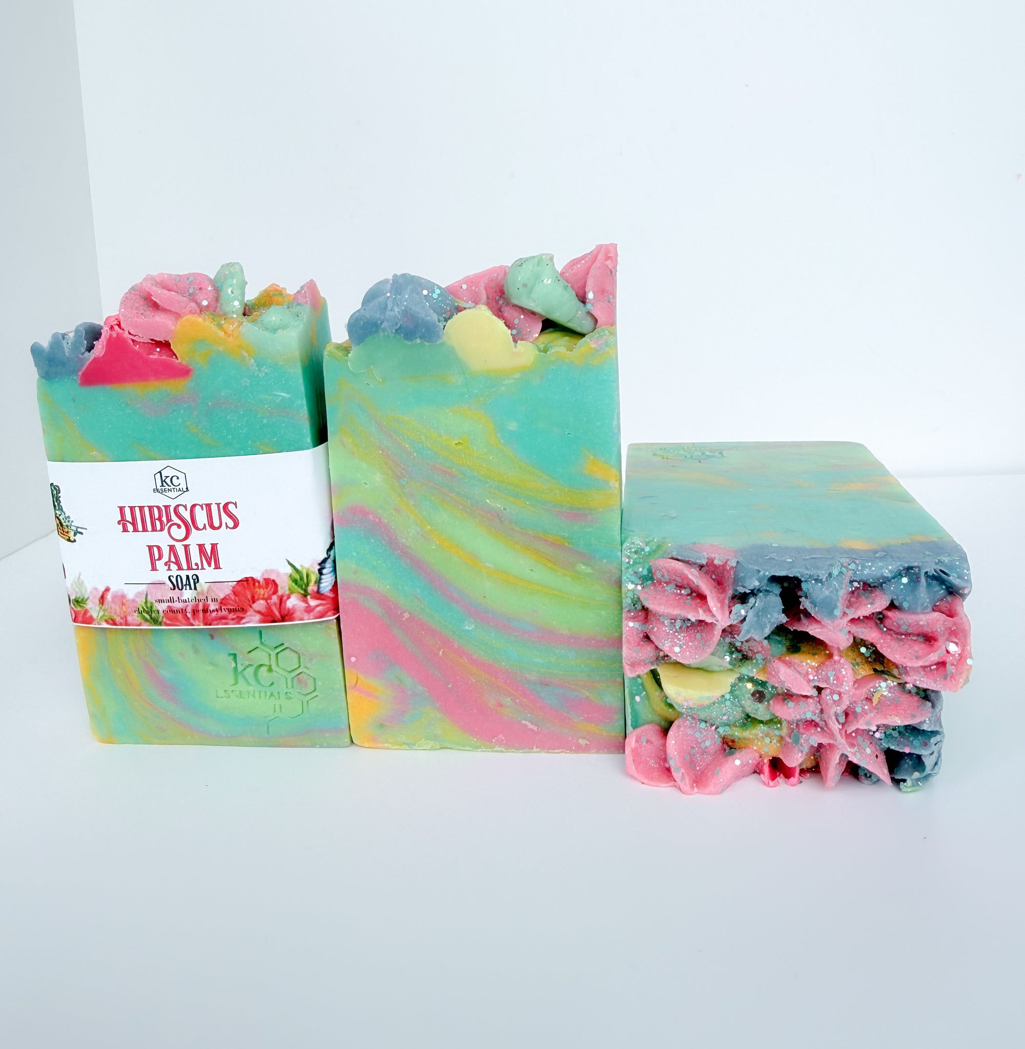 Hibiscus Palm handcrafted soap bar, all natural, floral soap, 5.5 ounces.