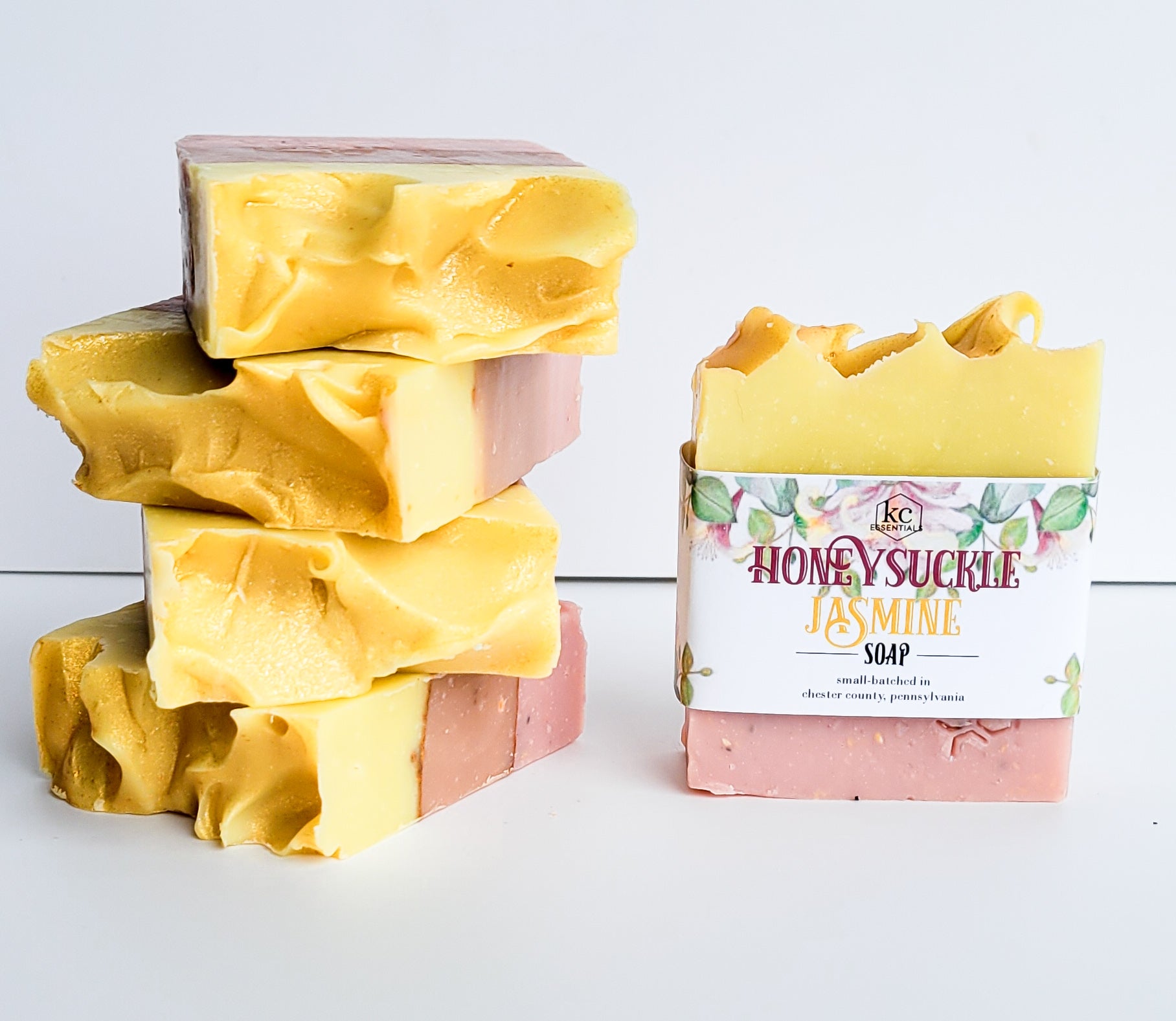 All natural, handcrafted bar soap, honeysuckle jasmine scented bar soap