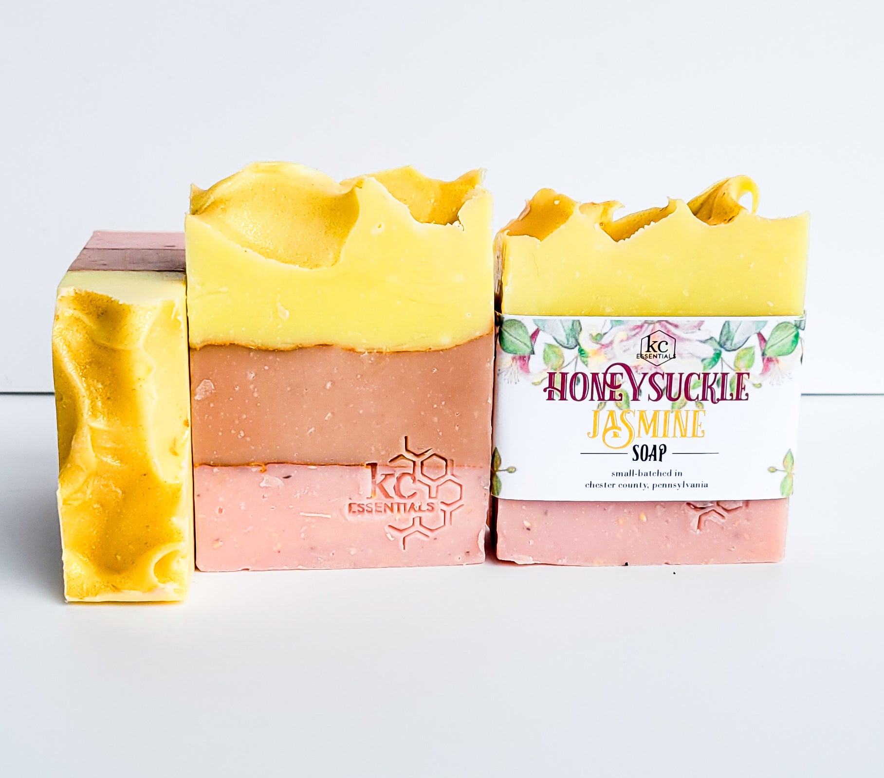 Honeysuckle Jasmine bar soap, handcrafted all-natural bar soap, floral soap