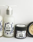 Includes hand and body lotion, hand and body wash, body butter, and lotion bar. All lavender scented. 