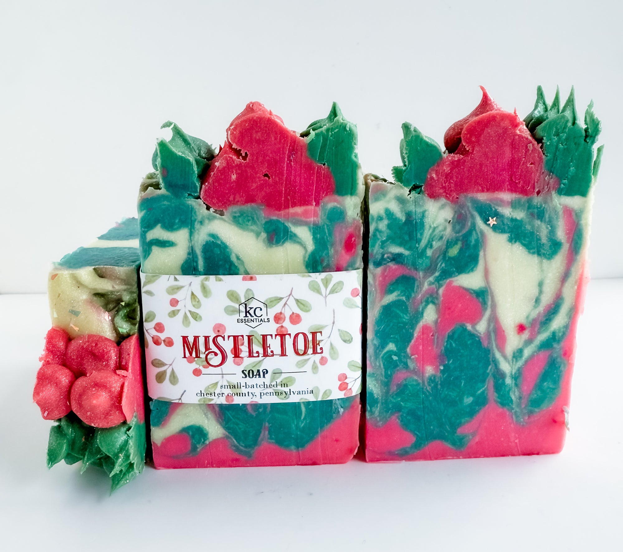 Mistletoe handcrafted soap bar, mistletoe scented soap, winter, holiday, christmas scented, all natural ingredients, vegan soap