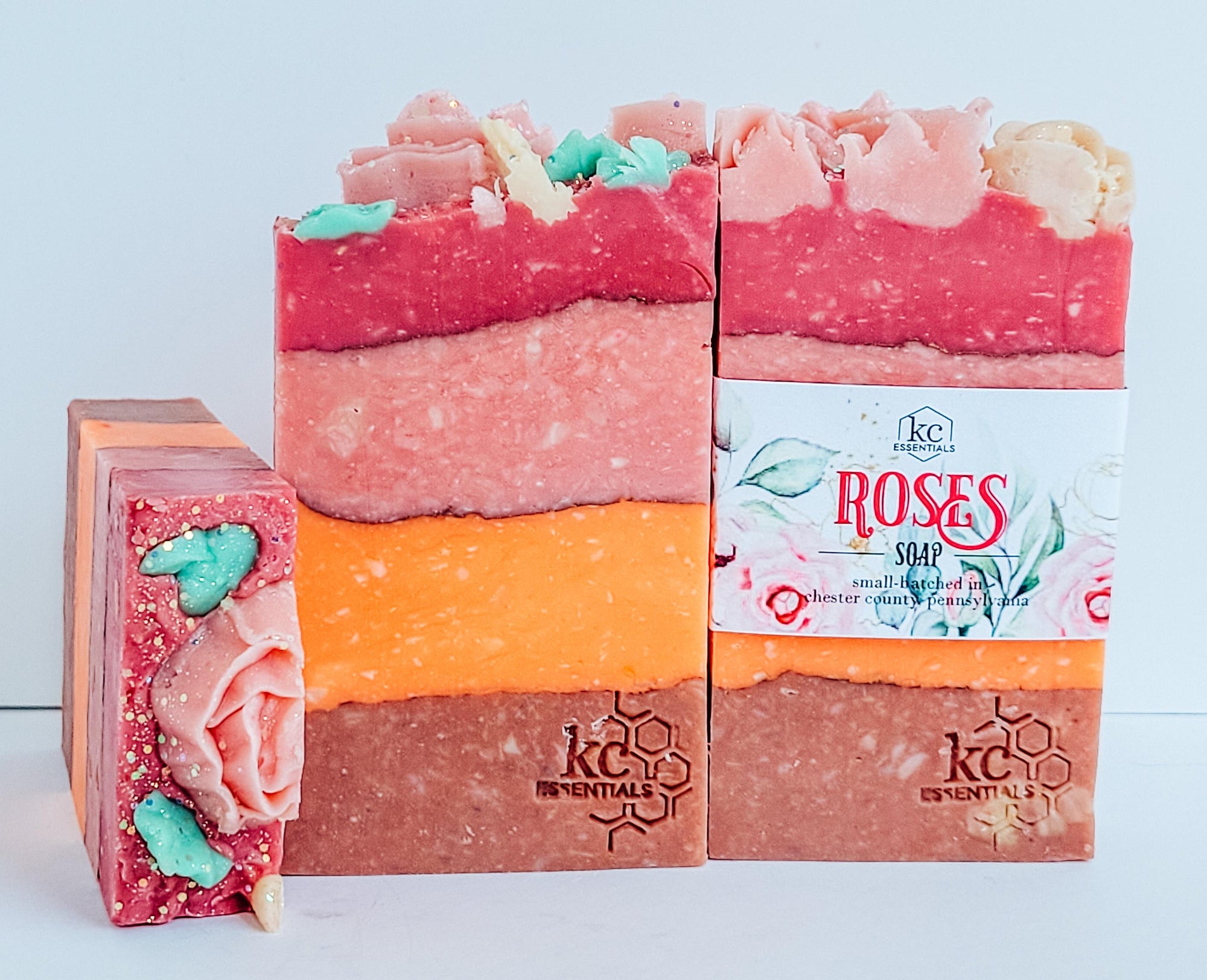 All-natural, handcrafted bar soap, floral scented bar soaps, rose scented soap, 5.5 ounces.