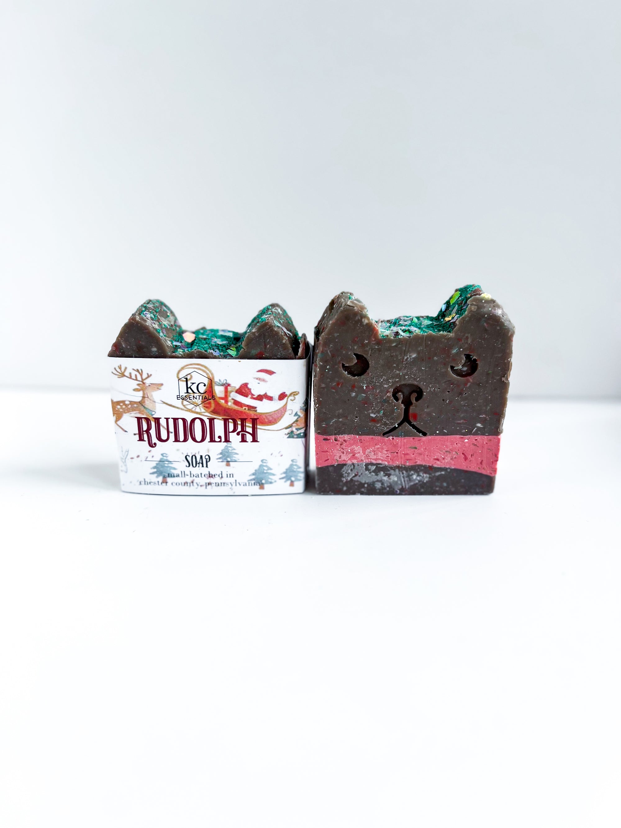 Rudolph handcrafted soap bar, all natural soap, 5.5 ounces.