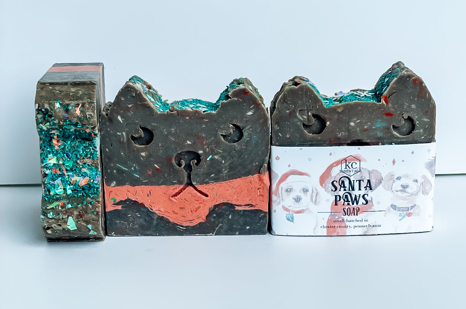 Santa paws handcrafted soap bar, 5.5 ounces, christmas scented soap.