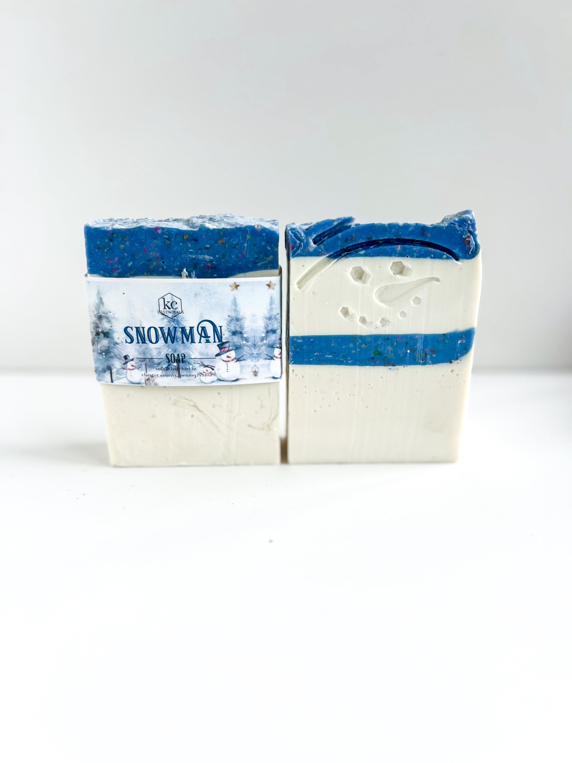 Snowman handcrafted soap bar, all natural, christmas soap, winter soap, 5.5 ounces.