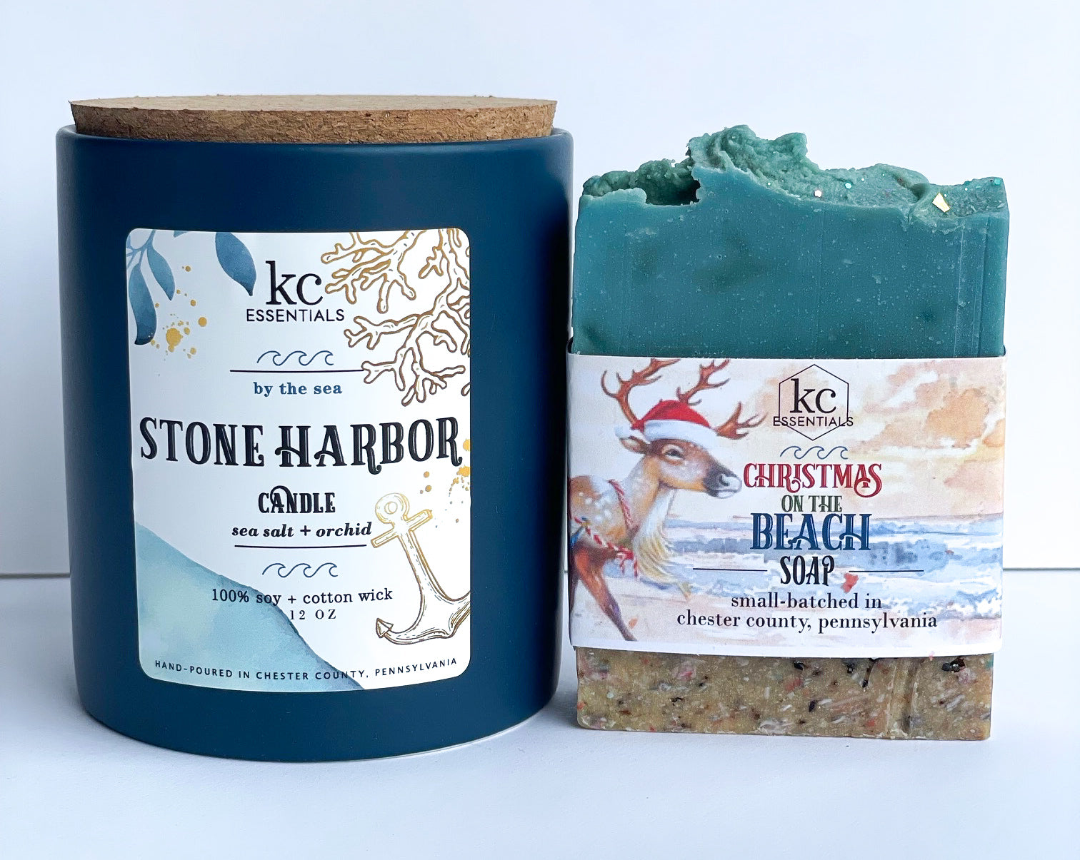 Includes christmas on the beach soap, 5.5 ounces, and stone harbor candle, scented with sea salt and orchid, 12 ounces. 