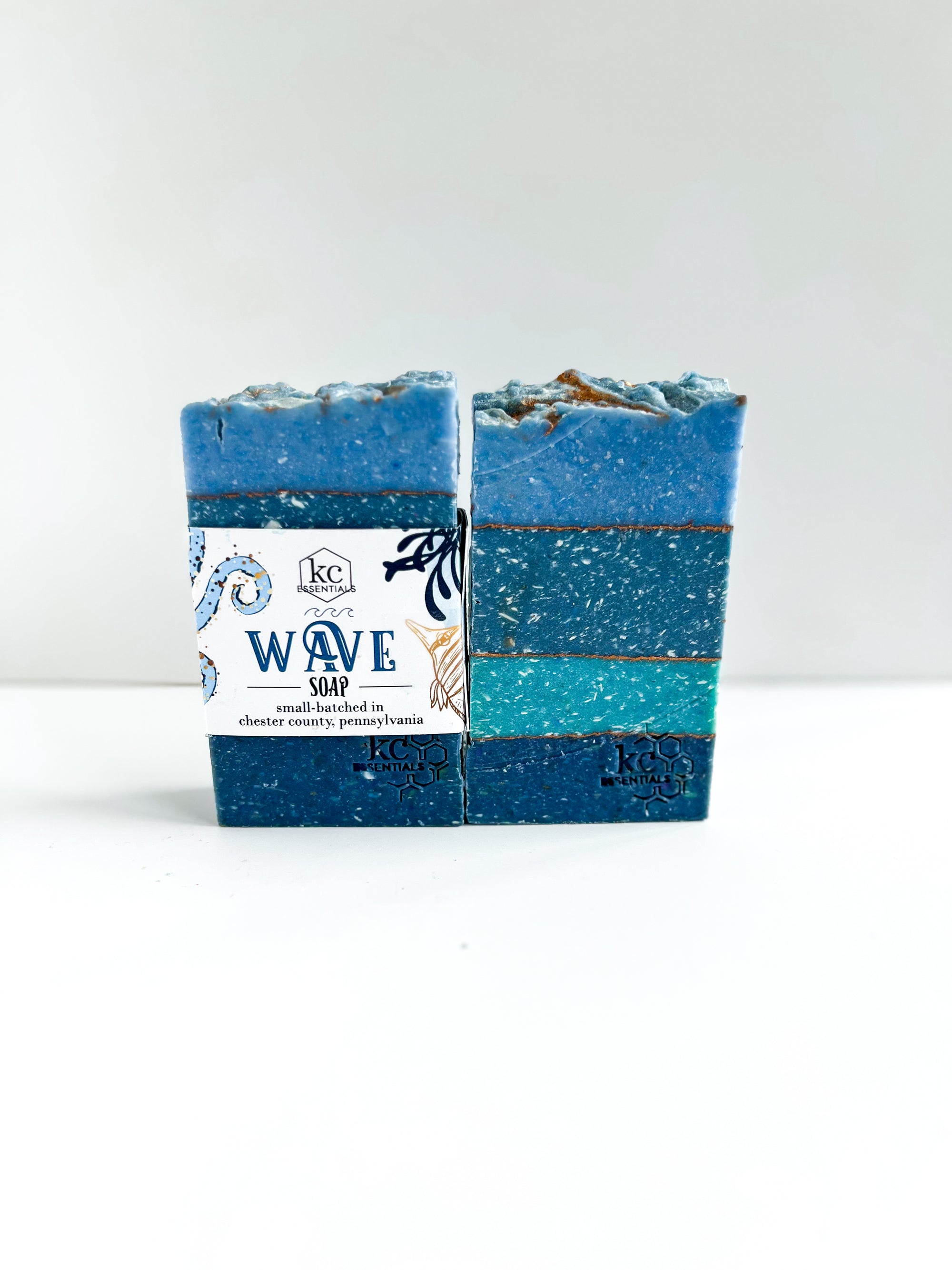 Wave handcrafted soap bar, all natural, beach soap, 5.5 ounces.