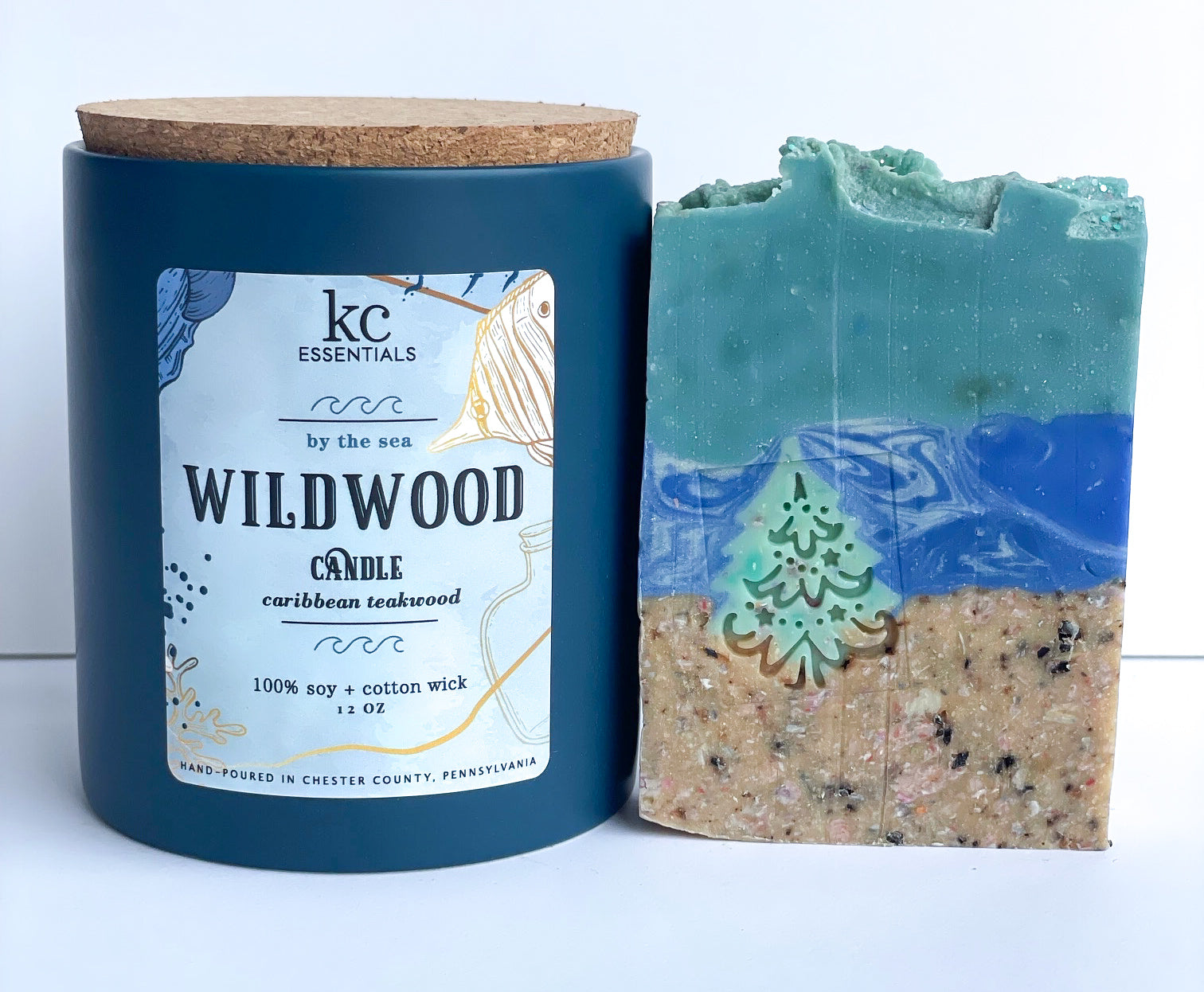 Includes christmas on the beach soap, 5.5 ounces, and Wildwood candle, scented with Caribbean teakwood, 12 ounces. 