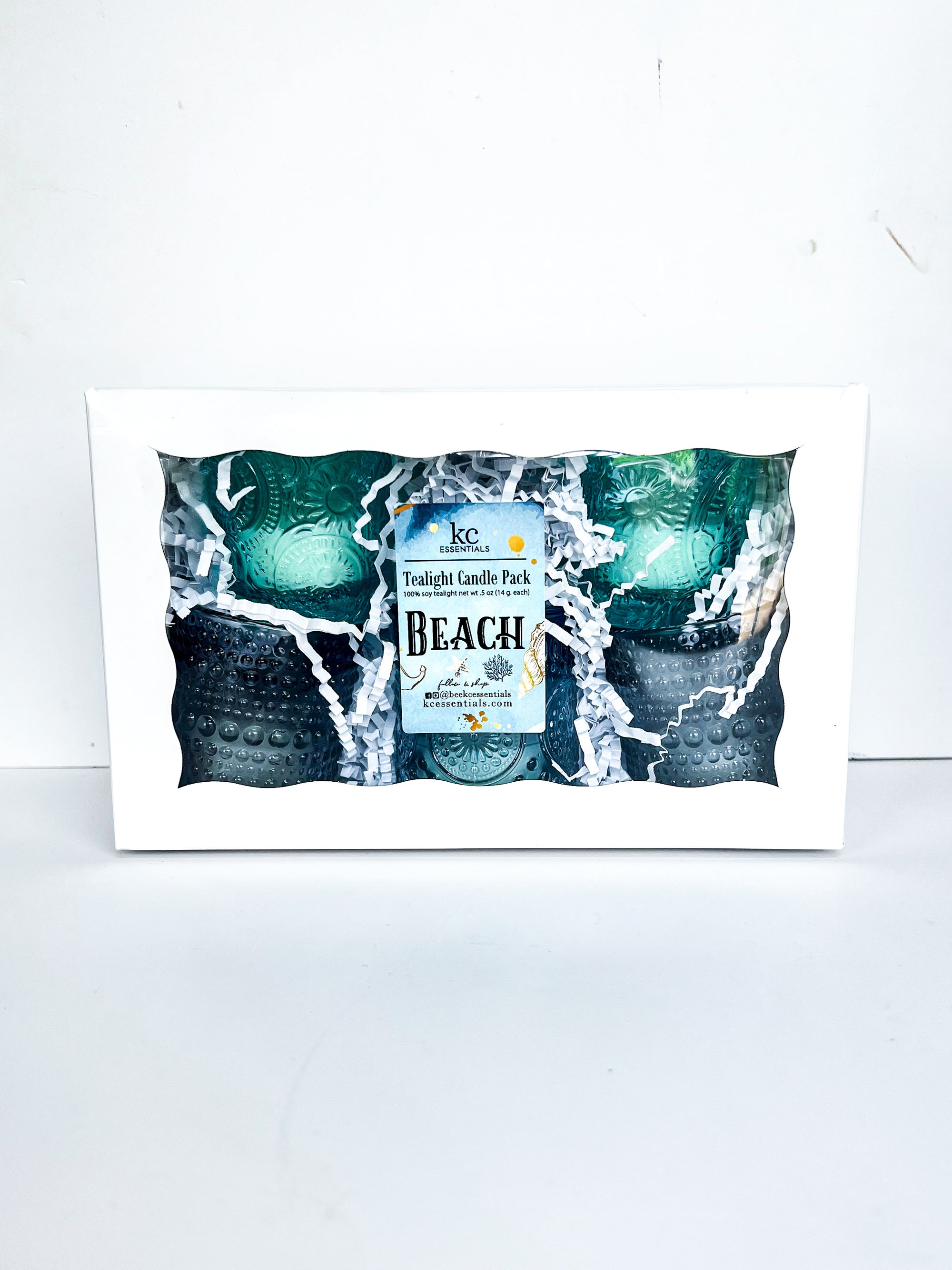 beach tealight gift set, variety pack, tealights, beach scented candles, beach gift set, summer gift ideas.