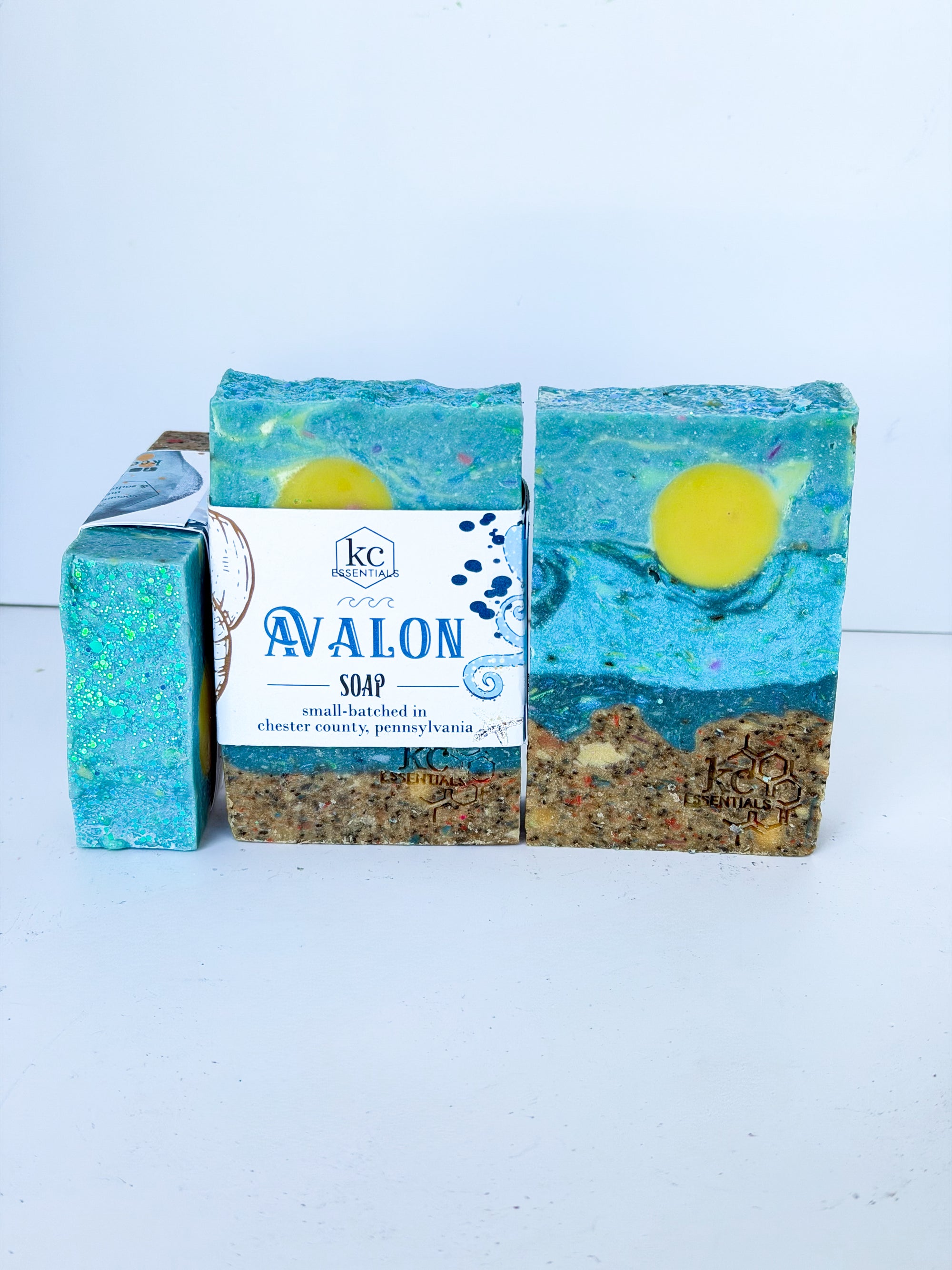 handcrafted bars of soap with different beach town names of delaware, new jersey, and maryland beaches. made with all natural ingredients