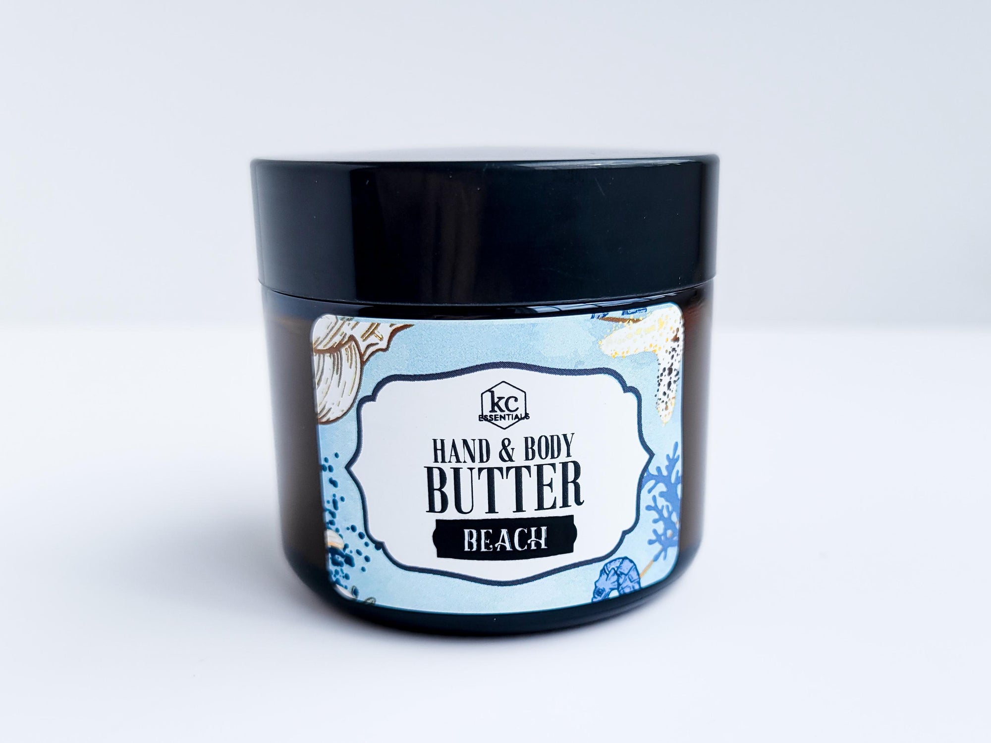 hand and body butter, made with jojoba oil, beeswax, mango butter, and coconut butter, 2 ounces, beach scented.