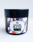 hand and body butter, made with jojoba oil, beeswax, mango butter, and coconut butter, 2 ounces, fig and flora scented.