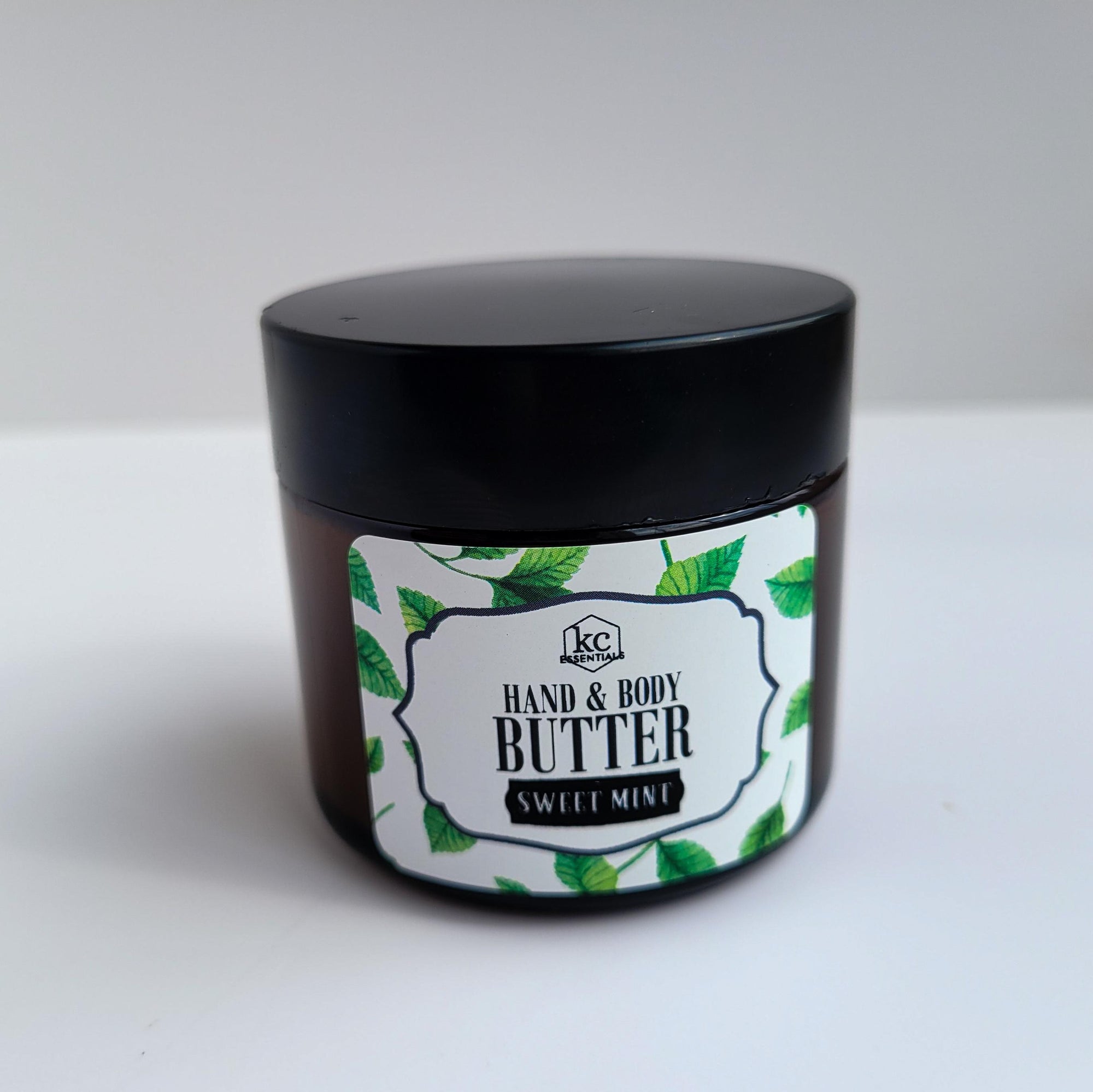 hand and body butter, made with jojoba oil, beeswax, mango butter, and coconut butter, 2 ounces, sweet mint scented