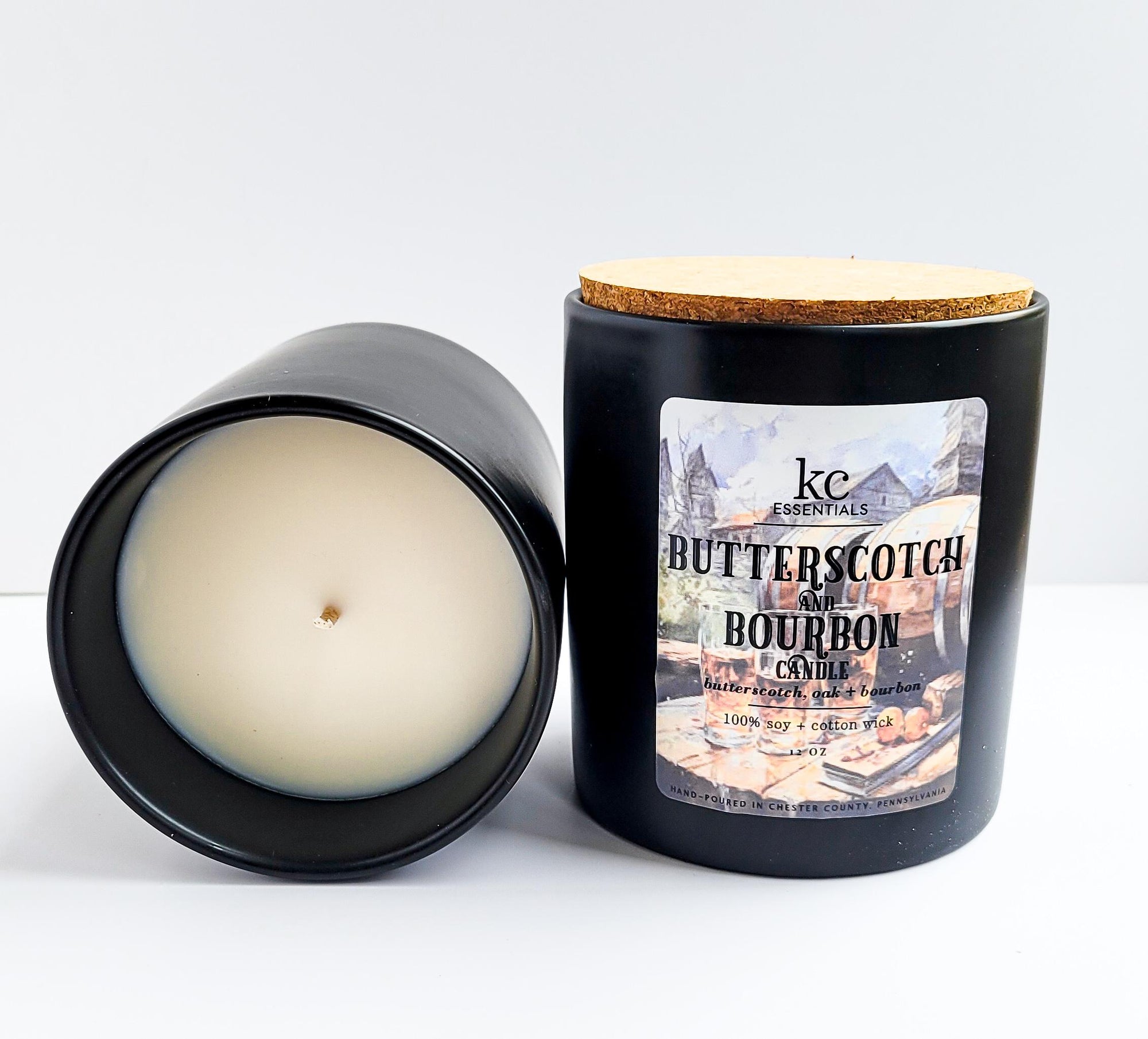 Butterscotch and Bourbon soy candle, 100 percent soy and cotton wick candle, 12 ounces.