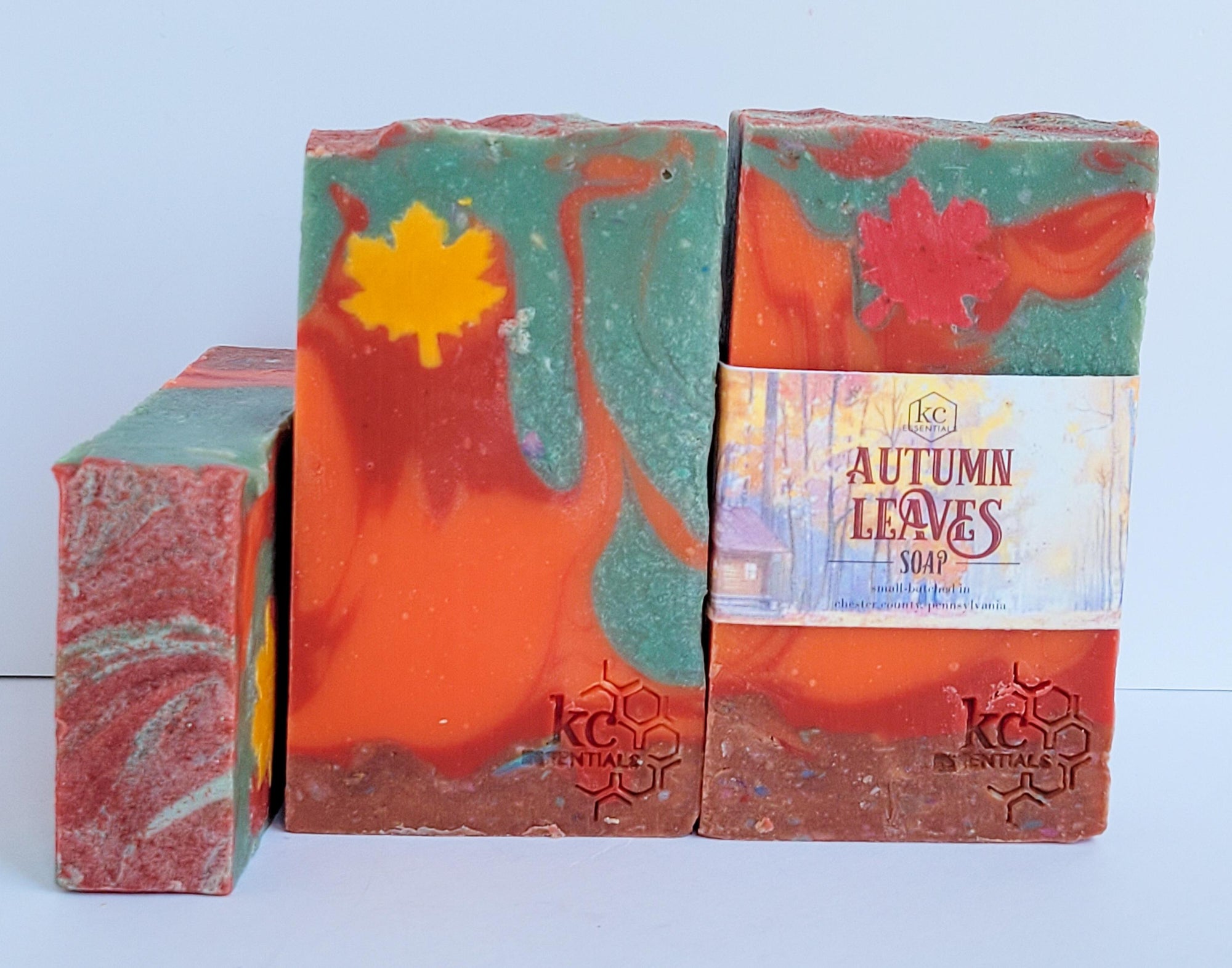 All-natural, handcrafted bar soap, fall scented bar soaps, autumn leaves scented soap, 5.5 ounces.