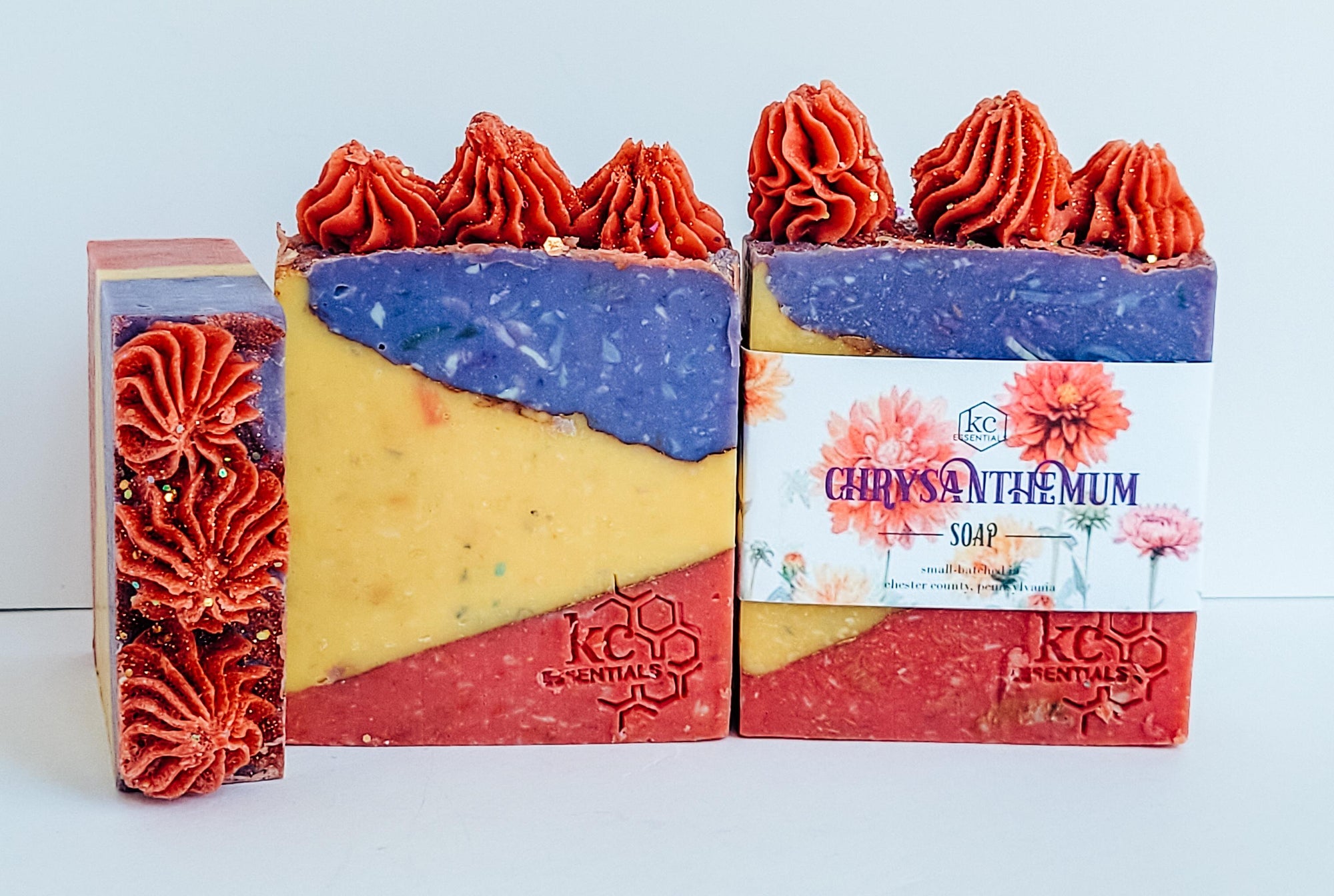 All-natural, handcrafted bar soap, chrysanthemum scented bar soap, 5.5 ounces. 